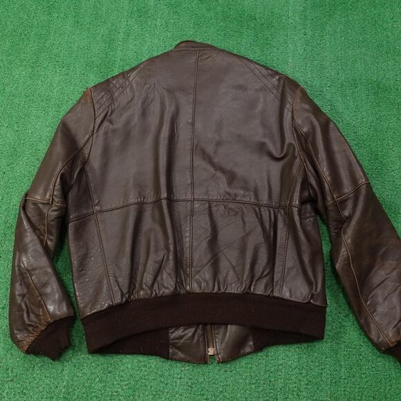 Vintage Cooper Leather Jacket Mens 42 X Tall Brown Bomber Flight Made USA 80s - Picture 7 of 16